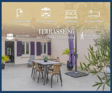 Terrasse 86 - Terrasse & Climatisation - 4-6 Personnes - Bnb Epernay