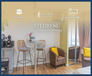 Studio 86 - Climatisation & Proche Centre-ville- 2 Personnes - Bnb Epernay