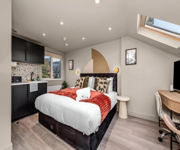 Radiant Studio Nook With Full Kitchen