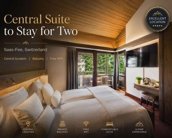 Central suite to stay for two experience SaasFee