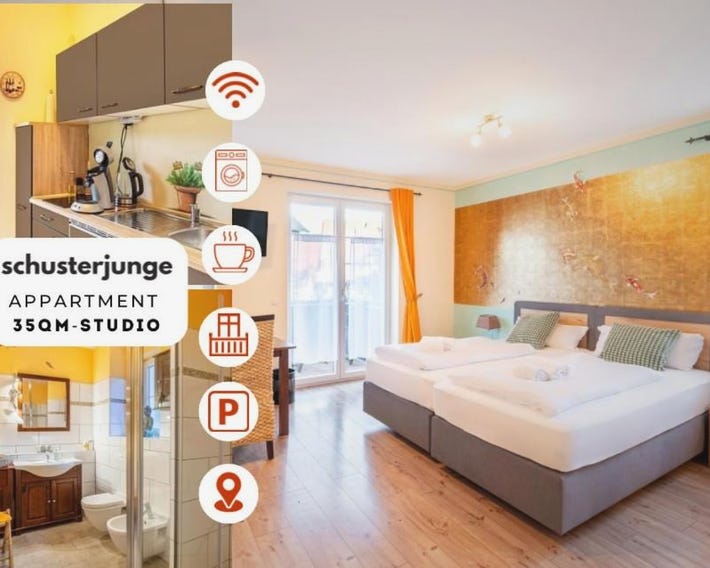SCHUSTERjunge Aparthotel I Zentral I Studio Apartments I Küche & Bad I Parkplatz