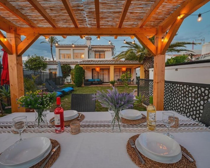 Typical beach house Las Chapas Playa with heated pool