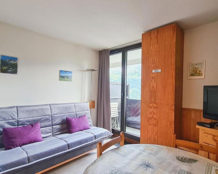 Studio lumineux au centre de Flaine avec balcon, équipé pour 4 personnes