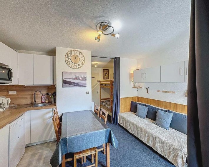 Appartement cosy de 24m², 4 pers, accès pistes, quartier Bruyères