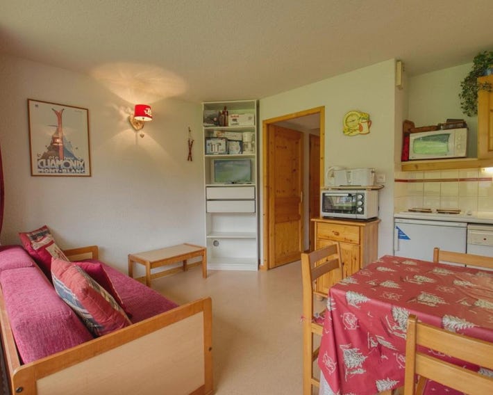 Appartement 1 chambre, coin montagne, vue pistes, 4-6 pers, sud, skis