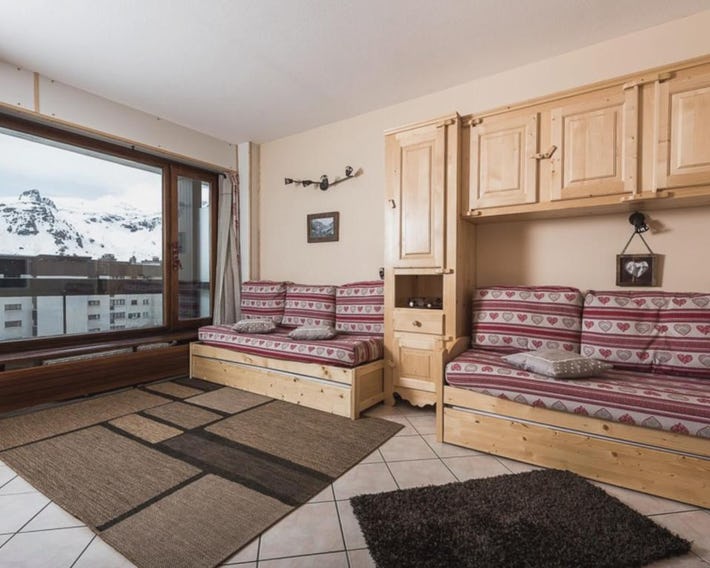 Studio lumineux 4 pers, accès direct pistes, balcon sud-est - FR-1-502-426