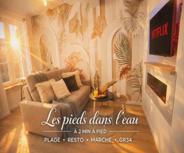 MRODBNB - Appart Neuf - Aperçu Mer - 25m Plage & Resto - Ciné - cheminée - Popcorn