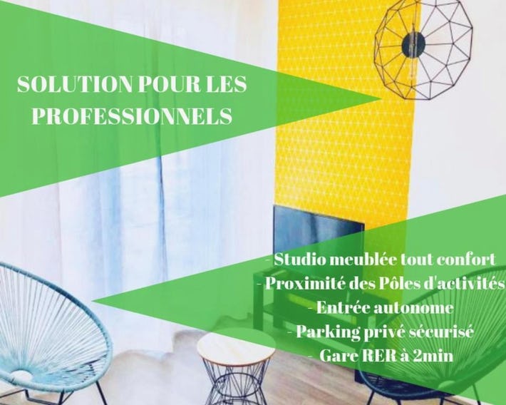 BtoBed - Location Professionnelle - Studio Confort Parking Gratuit Villepinte - Proche Parc des Expo