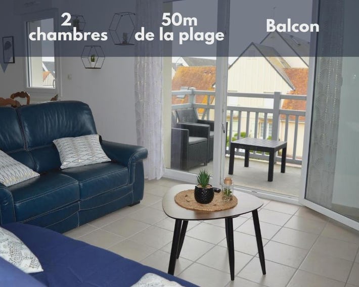 Appartement spacieux avec balcon - à 50m de la plage