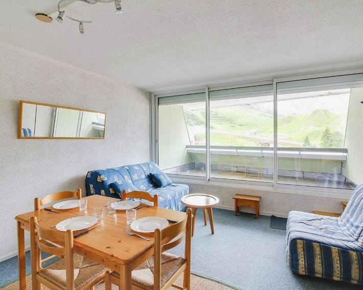 Studio cabine 5 pers, balcon, La Mongie, proche pistes