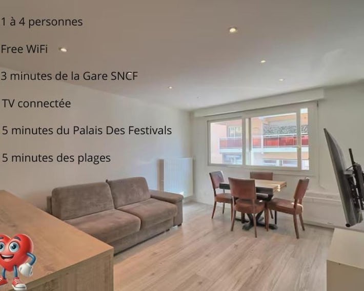 Appartement plein centre proche Palais et plages