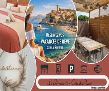 LE TERRACOTTA COTE D'AZUR - Proche PLAGE - Terrasse & Confort - CLIM - Parking et Wifi Gratuit- OFFR