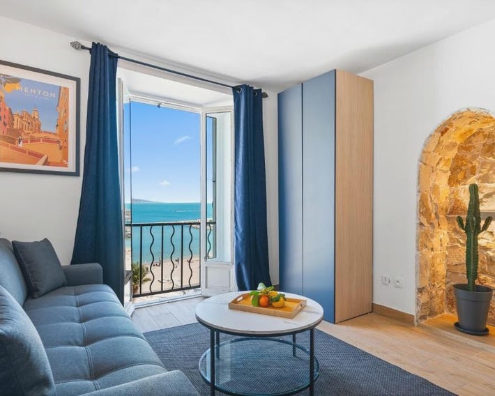 Les Sablettes - Cosy studio vue mer, vieux Menton