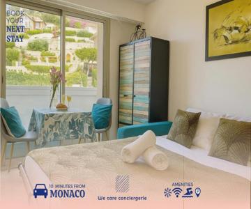 Studio Vue Mer, Piscine, 5 Mn Monaco Et Plages