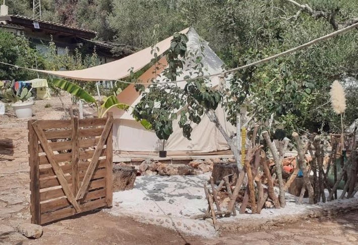 The Shepherd tent on Acquaviva Bay